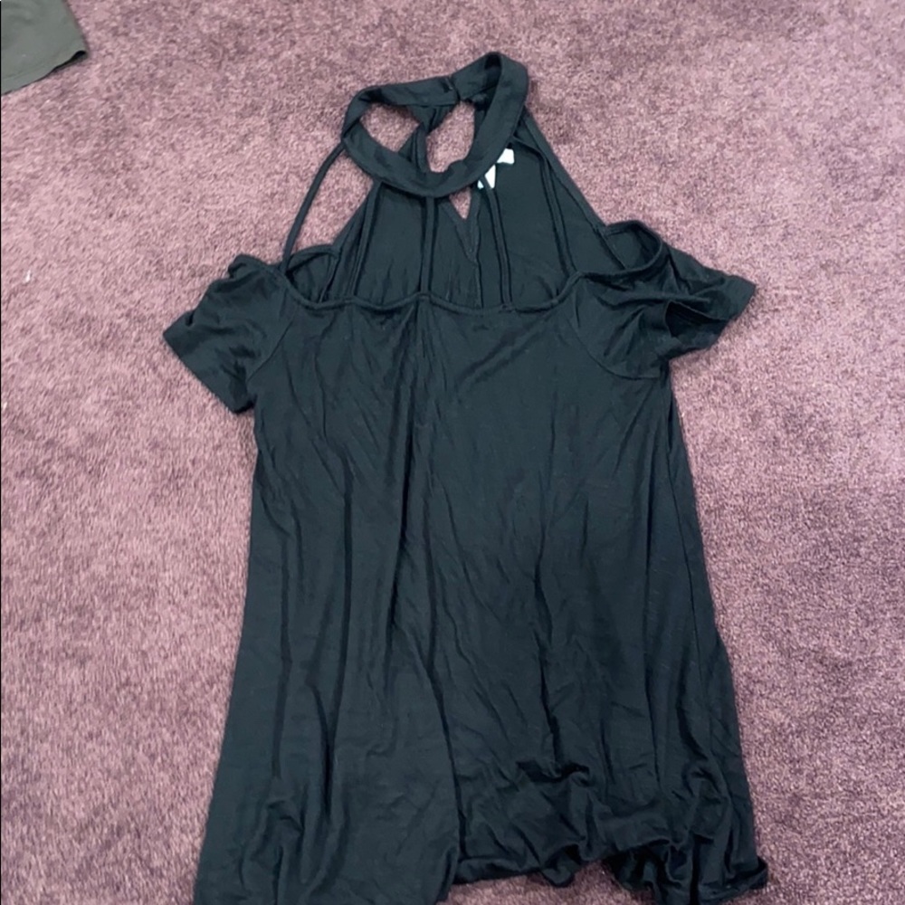 Black t-shirt with neck cutouts